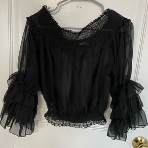 Black see through blouse